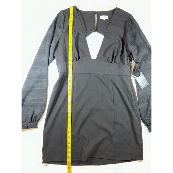 Revolve Privacy Please Black Size XL Sheer Arms Plunge Neck Open Back Dress - Picture 4 of 7